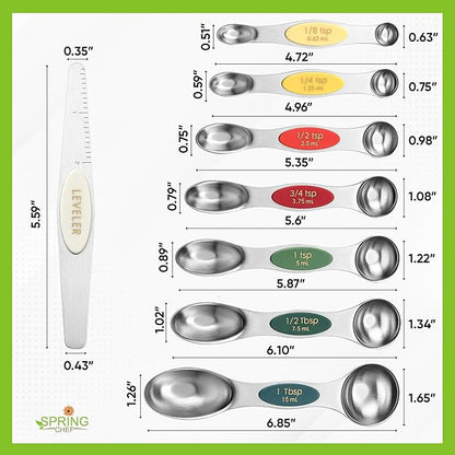 Spring Chef Stainless Steel Magnetic Measuring Spoons Set of 8 - Image 3