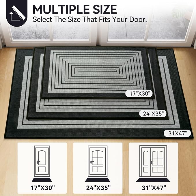 Front Door Mat 24''x35'', Absorbent Dirt Resist Washable Non Slip Low-Profile - Image 2