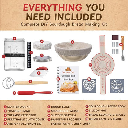 Complete Sourdough Bread Starter Kit, Glass Sourdough Starter Jar Kit & Tons of - Image 2