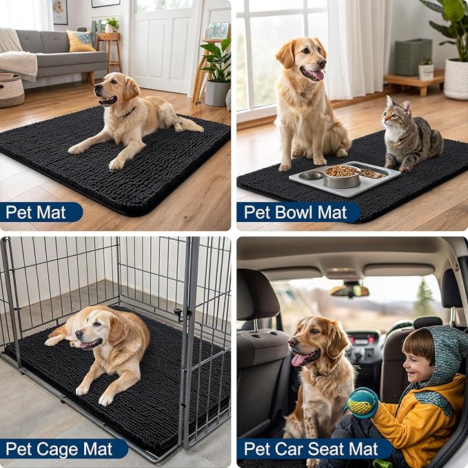 Smiry Dog Door Mat for Muddy Paws 59x24, Absorbent Dirt Trapper, Non-Slip - Image 6