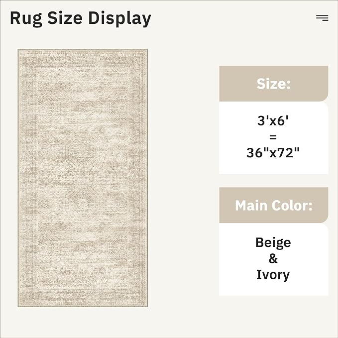 Soalmost Runner Rug 3x6 Washable Non-Slip Kitchen Runner Rugs - Image 5