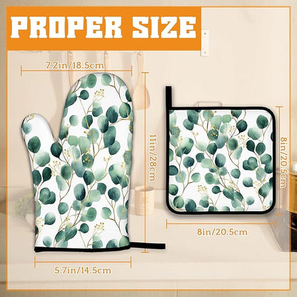 Eucalyptus Leaf Oven Mitts and Pot Holders Set - Image 2