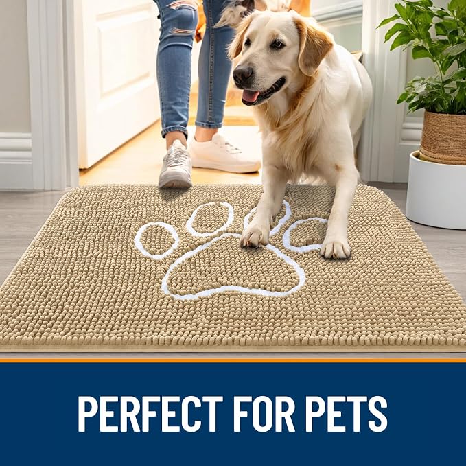 OLANLY Dog Door Mat for Muddy Paws 59x24, Paw Print Design, Absorbs Moisture - Image 6