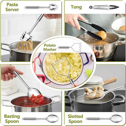 E-far Cooking Utensils Set, 10-Piece Stainless Steel Kitchen Utensils - Image 4