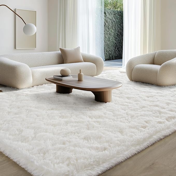 BENRON Fluffy Rugs for Living Room 5x8 Cream White, Washable Large Area Rugs - Image 2