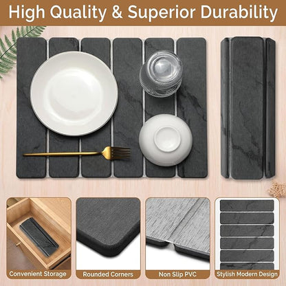 Small Stone Dish Drying Mat for Kitchen Counter, Foldable Water Absorbing - Image 4
