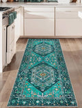 SERISSA Boho Washable Runner Rug, 2x6 Rug Runner Non-Slip Vintage Teal Hallway by SERISSAHomeDecorCollection