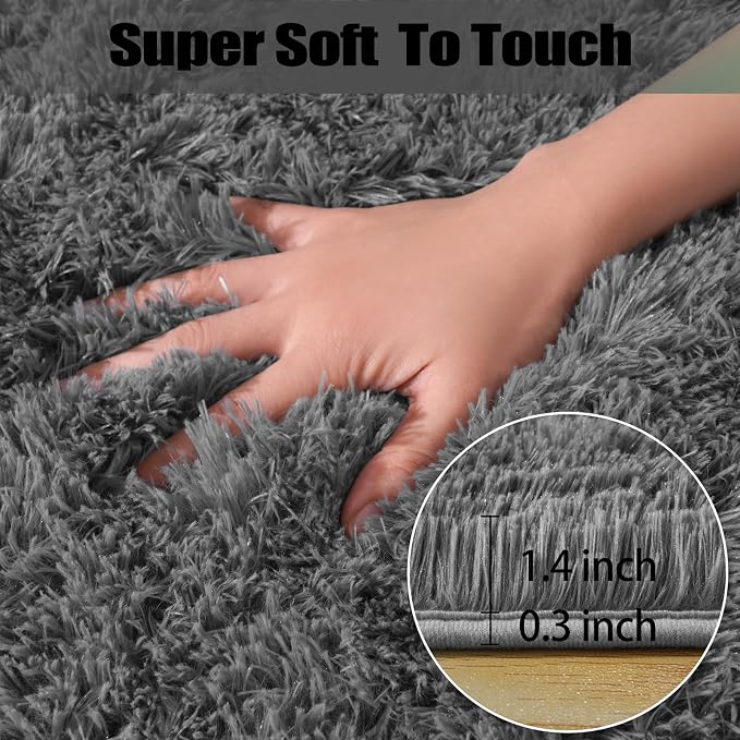 qulint 9x12 Area Rug for Living Room, Soft Fluffy Large Bedroom Carpet Shag - Image 2