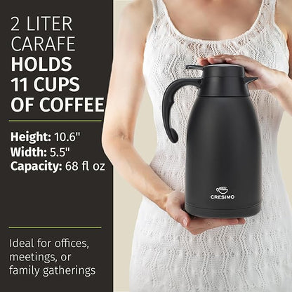 Thermal Coffee Carafe 68 oz by Cresimo – Updated 2025 Model – Insulated Black - Image 3