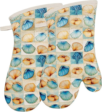Oven Mitts Gloves 1 Pair Heat Resistant 480 ℉ Non Slip Clear Silicone Printed by REDLMLDETA