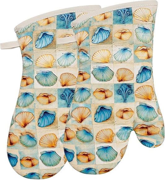 Oven Mitts Gloves 1 Pair Heat Resistant 480 ℉ Non Slip Clear Silicone Printed by REDLMLDETA