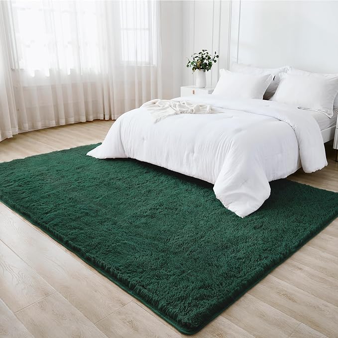 Litanika 5x8 Shag Area Rug for Living Room Bedroom, Emerald Dark Green High - Image 3