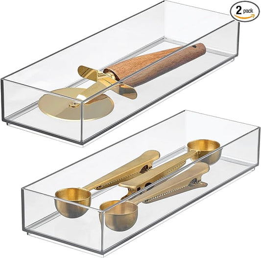 iDesign Clarity Drawer, Kitchen and Bathroom Organization Silverware, Large-Set by iDesign