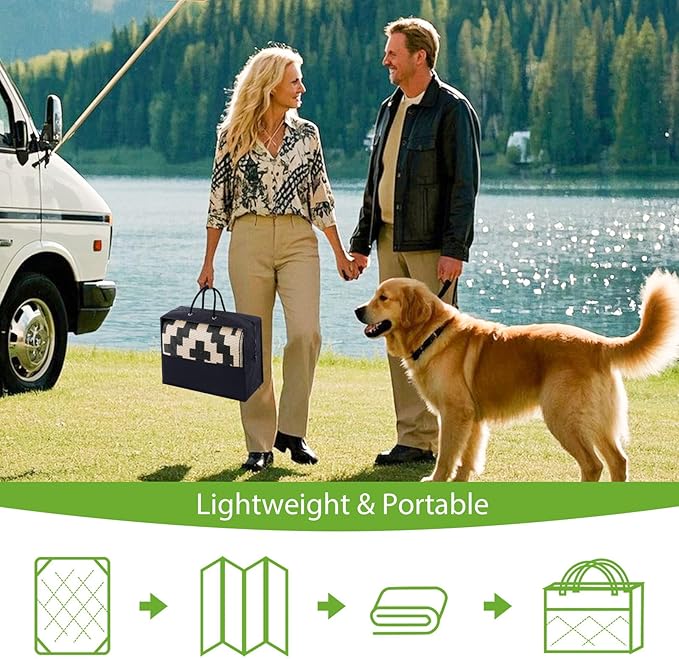 Smiry Waterproof Outdoor Rug 8x10 ft, Reversible Plastic Straw Patio Camping - Image 6