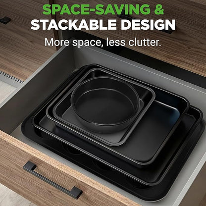 NutriChef Stackable Non-Stick Baking Pan Set – Carbon Steel Bakeware Set w/ - Image 3