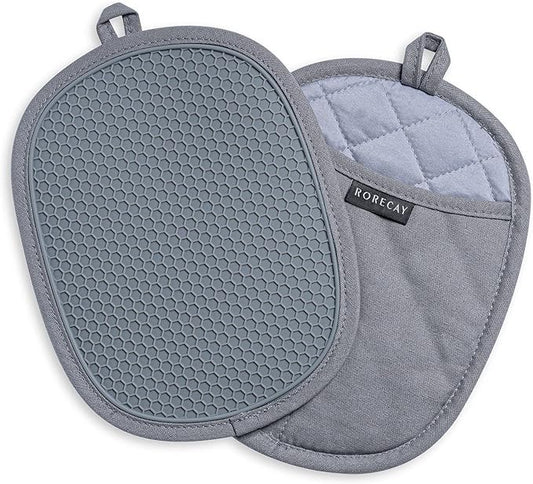2-Pack Silicone Pot Holders for Kitchen Heat Resistant up to 500°F, Non-Slip by Rorecay