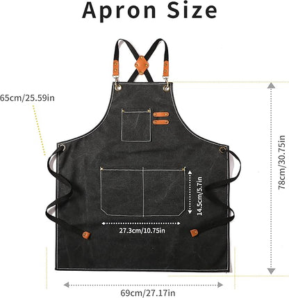Tosewever Canvas Cross Back Chef Cotton Aprons - Image 7