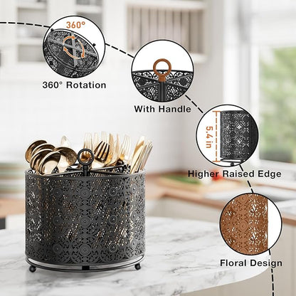 YIUKEA 360° Rotating Utensil Caddy Countertop - Image 4