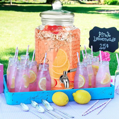 3 Pcs 1 Gallon Beverage Dispensers Glass Drink Dispenser - Image 6