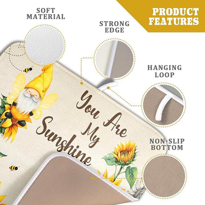 Giwawa Bee Gnomes Dish Drying Mat, Summer Sunflowers Elf Dish Drainer Mats - Image 4