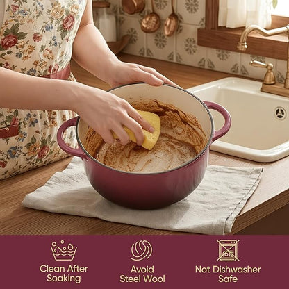 4.5 Quart Dutch Oven Pot with Lid, Non Stick Enameled Cast Iron Dutch Oven - Image 6