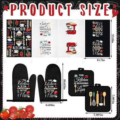 Leinuosen 8 Pcs Cuisine Kitchen Decor Accessories Set Farmhouse Towels Oven - Image 3