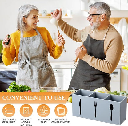 Suzile Acrylic Cutlery Storage Organizer Bin Silverware Caddy Countertop Knife - Image 5