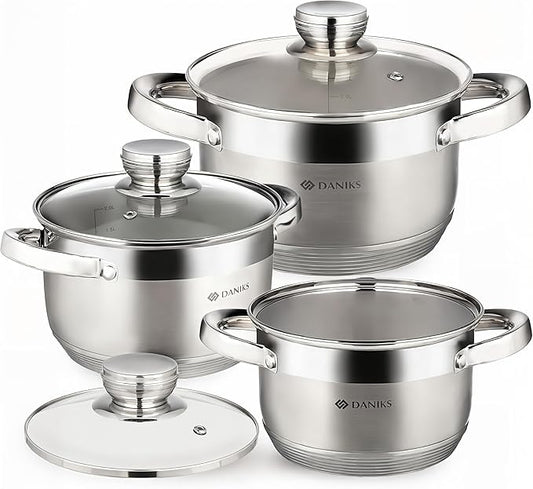 Daniks Standard 6-Piece Stainless Steel Cookware set by Daniks
