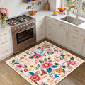RELEANY Floral Square 4ft Area Rugs Washable Print Boho Cute Carpet Non Slip by RELEANY