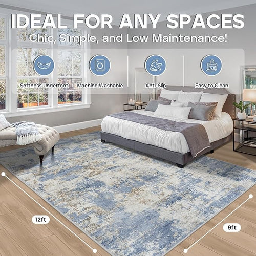 9x12 Area Rugs for Living Room Rug Washable: Modern Large Rug for Dining Room - Image 2