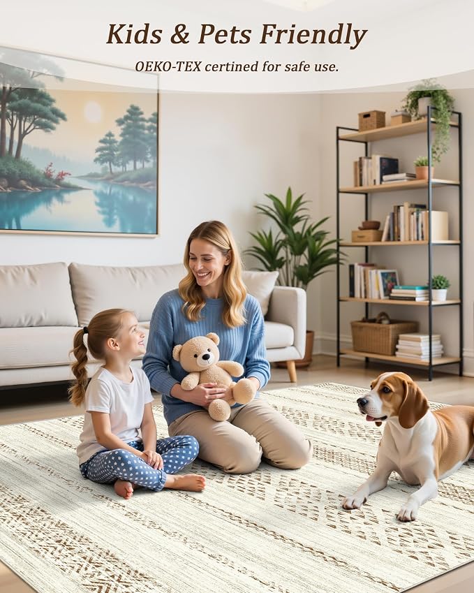 Miukiki 4x6 Area Rug for Living Room Moroccan Washable Rugs Non Slip Indoor - Image 6
