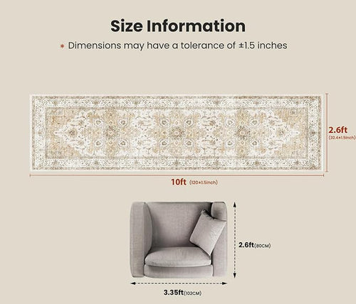 AMADA HOMEFURNISHING 2'6"x10' Washable Area Rug, Low-Profile Entryway Rug - Image 2