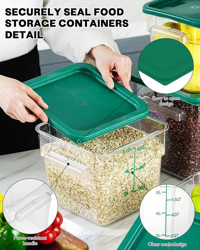 12QT NSF Food Storage Containers: 2 PCS Commercial Clear Square Food Storage - Image 7