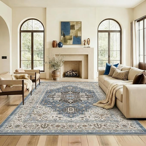10x14 Area Rug for Living Room-Vintage Farmhouse Boho Floral Washable Stain by Unknown