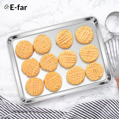 E-far Stainless Steel Baking Sheets Set of 3, 12.4” x9.7” Baking Cookie Sheets - Image 7