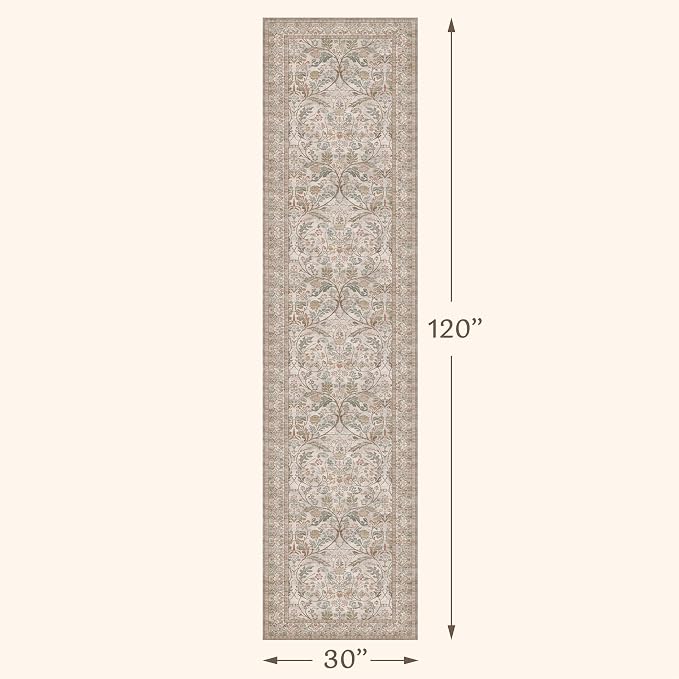Traditional Cottagecore 2'6"x10' Hallway Runner Rug Non Slip - Image 2