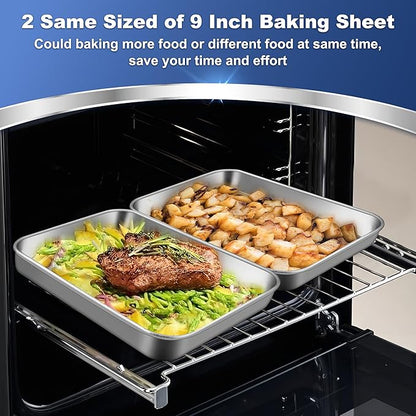 P&P CHEF 9 Inch Baking Cookie Sheet, Oven Pan Tray Stainless Steel Sheet Pan - Image 4
