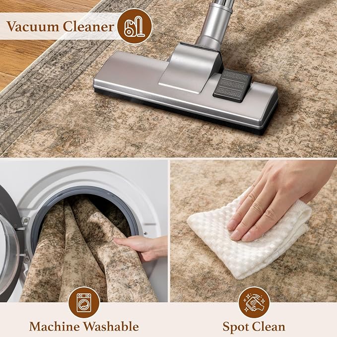 LIANLAM 8x10 Washable Area Rug, Vintage Boho Traditional Pattern, Non-Slip - Image 6