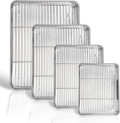 P&P CHEF 16 + 12.5 + 10.4 + 9 Inch Baking Sheet and Rack Set, Oven & Dishwasher by PPCHEF