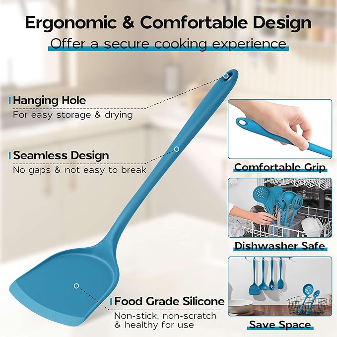 Onader Silicone Cooking Kitchen Utensils Set of 6, Non Toxic & Dishwasher Safe - Image 5