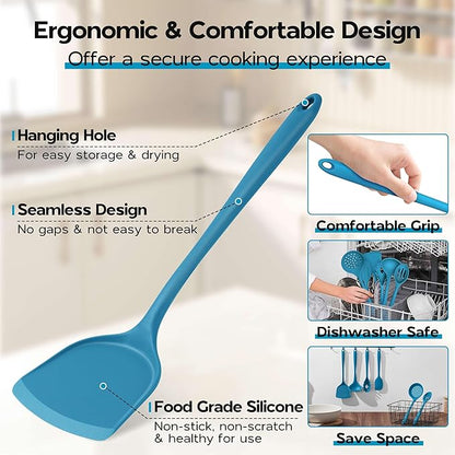 Onader Silicone Cooking Kitchen Utensils Set of 6, Non Toxic & Dishwasher Safe - Image 5