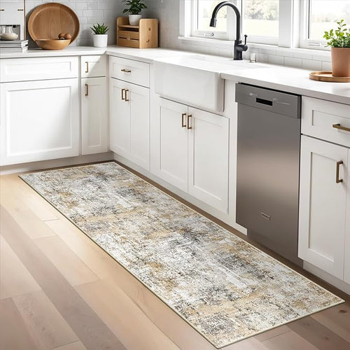 2x5 Non-Slip Washable Runner Rug – Modern Neutral Abstract Small Rug by ZHXXUJ