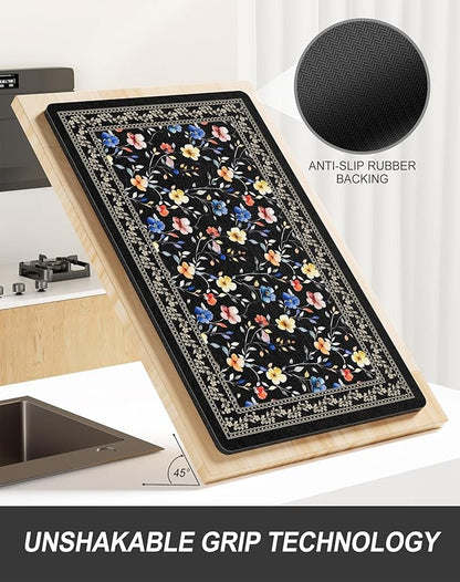Rnivvi Dish Drying Mat for Kitchen Counter, 12 x 19" Cute Flower Theme Super - Image 5