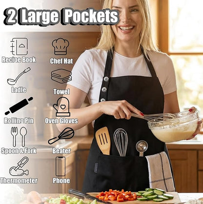 TOSHE Kitchen Apron Waterdrop Resistant Cotton Apron - Image 2