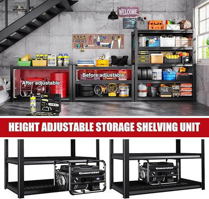 Set of 3 Garage Shelving-3000 lbs 5 Tier Storage Shelves, Adjustable Heavy Duty - Image 7