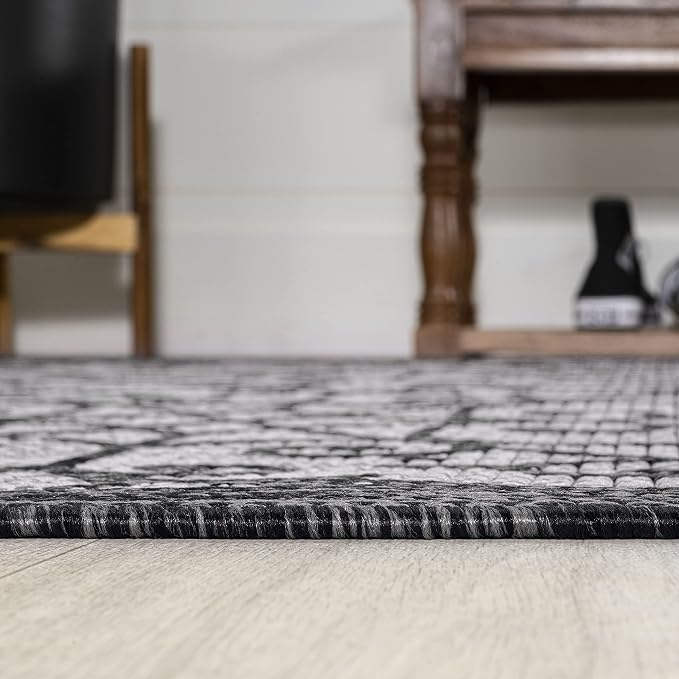 JONATHAN Y Vintage Filigree Indoor Outdoor Runner Rug 2X10 Light Gray/Black - Image 4