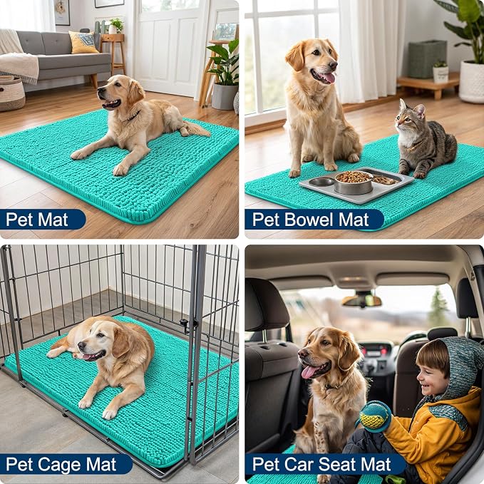 Smiry Dog Door Mat for Muddy Paws 54x32, Absorbent Dirt Trapper, Non-Slip - Image 6