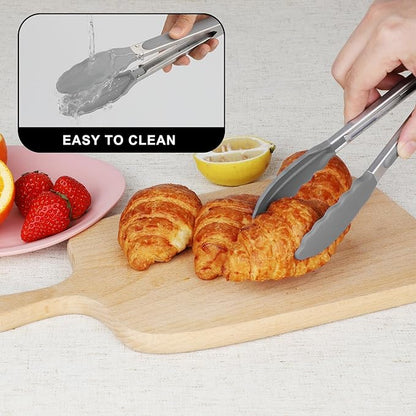 Hotec 7-Inch Mini Silicone Kitchen Tongs, Heat Resistant Non-Stick Small - Image 6