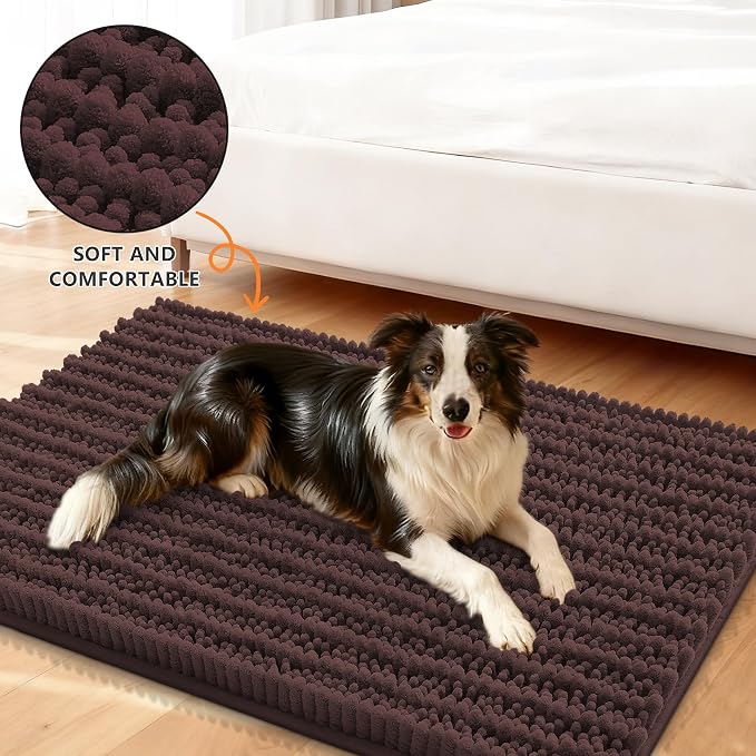 Smiry Dog Door Mat for Muddy Paws 47x32, Absorbent Dirt Trapper, Non-Slip - Image 2