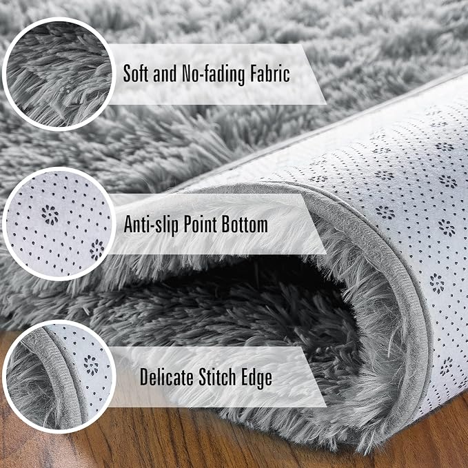 Andecor Soft Fluffy Bedroom Rugs, 4 x 6 Feet Indoor Shaggy Plush Area Rug - Image 8